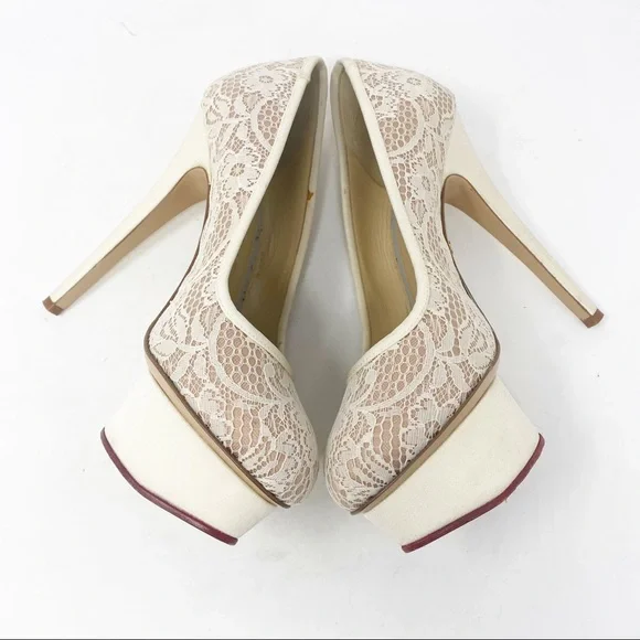 Charlotte Olympia Polly Pumps Lace Platform 6.5 - Picture 7 of 16